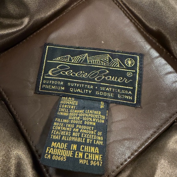Vintage Eddie Bauer Leather Bomber Puffer Jacket Coat Size S Genuine - Picture 6 of 9